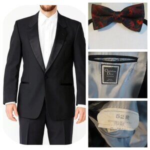 Christian Dior Monsieur Men’s Tuxedo Blazer Formal 52 R Notch Lapel, USA+Bow Tie